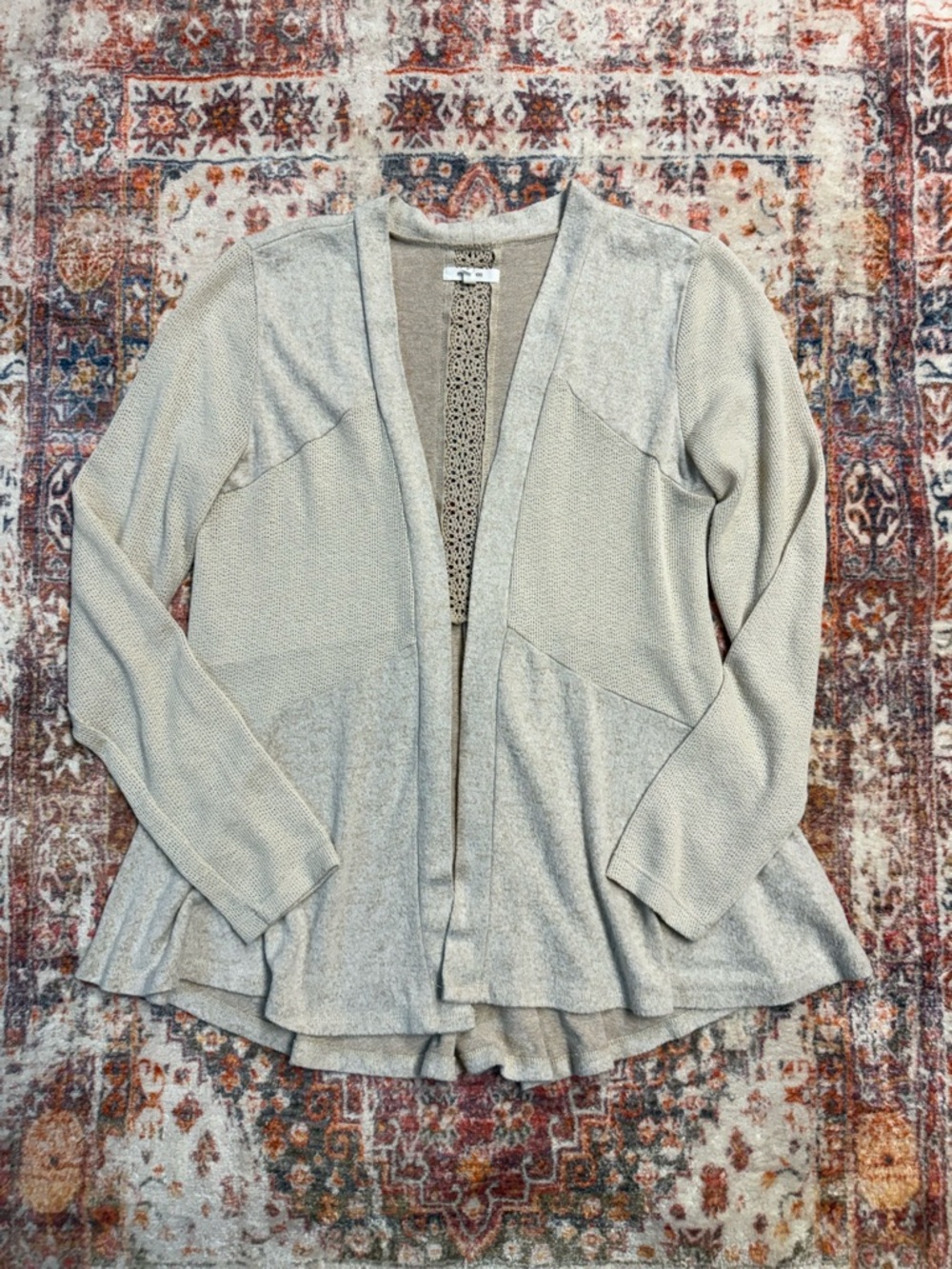 Maurices Beige Cardigan Lace Back Lightweight Size Small